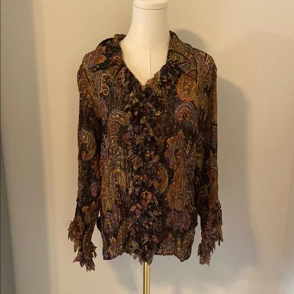 Paisley Ruffle Blouse - Multicolor - Picture 1 of 3